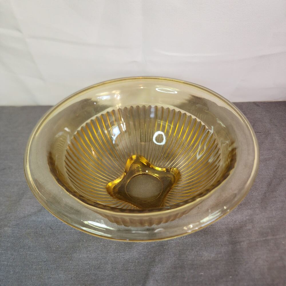 Vintage Federal Glass Amber Ribbed Bowl – 1930s Depression Glass Kitchenware